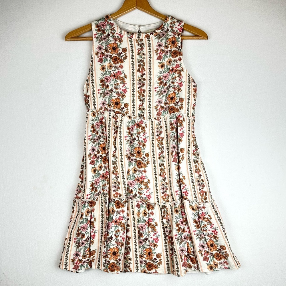 Penelope Rose Floral Garden Stripe Mini Dress Fairy Boho Cottagecore